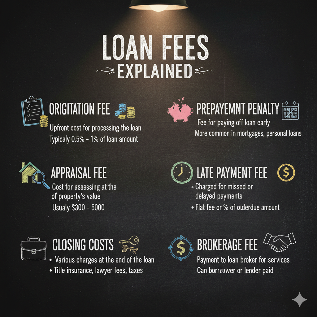 Visual representation of various loan fees